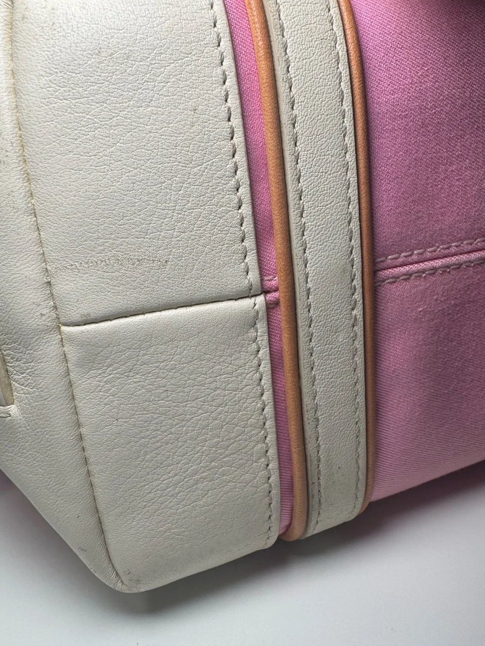 Vintage 2001 Coach Hampton Mini Market Tote - Pink Canvas & Leather Trim
